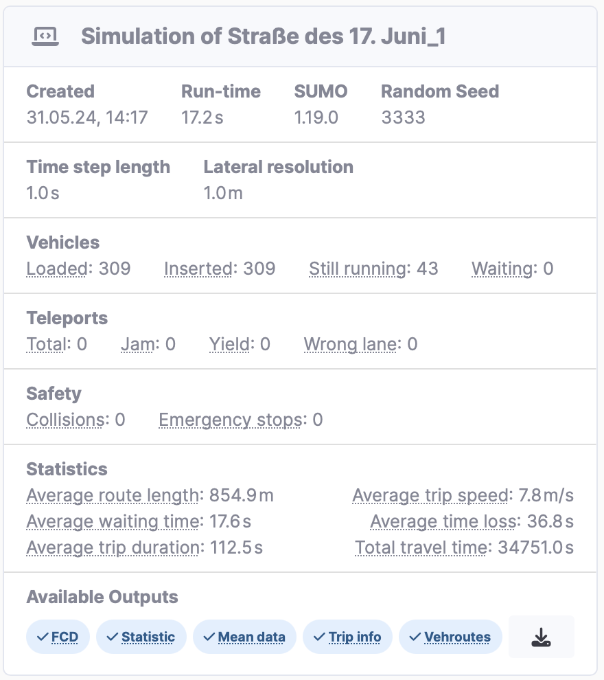 Simulation Run Properties